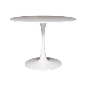 Table fixe Dpavard, Table de cuisine ronde, Table de salle à manger, Table avec plateau polyvalent, 100x100h75 cm, Blanc