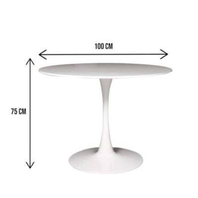 Table fixe Dpavard, Table de cuisine ronde, Table de salle à manger, Table avec plateau polyvalent, 100x100h75 cm, Blanc