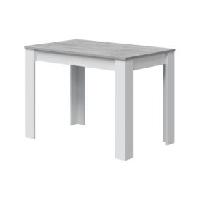 Table fixe Lowell, Etagère de salle à manger, Table console moderne pour salon ou cuisine, 109x67x78 cm, Blanc et Ciment