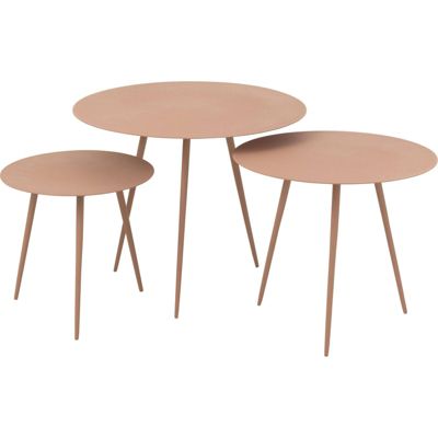 Table gigogne acier rose poudré design pour salon moderne 56 x 56 x 44,5 cm Vieux rose poudré