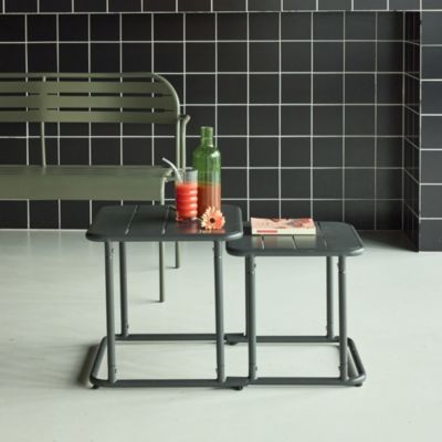 Table gigogne extérieure carrée en acier 45cm kaki - Amélia
