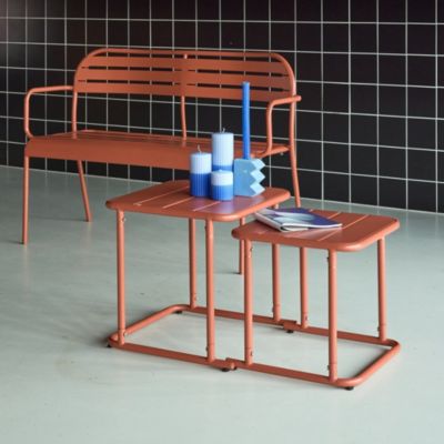Table gigogne extérieure carrée en acier 45cm terracotta - Amélia