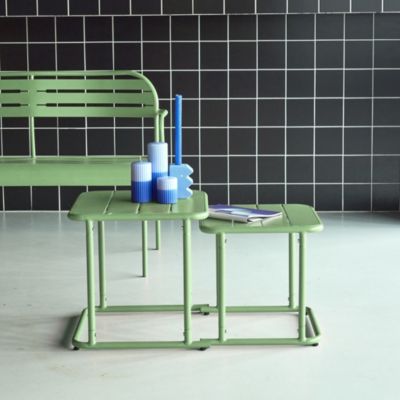Table gigogne extérieure carrée en acier 45cm vert - Amélia