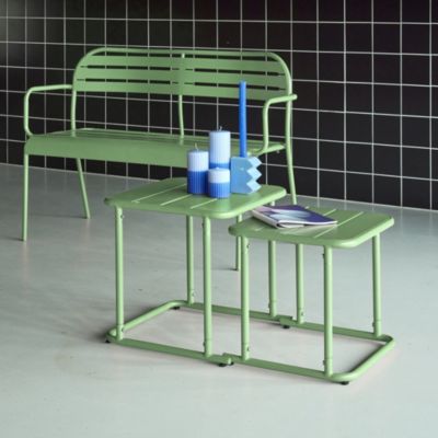 Table gigogne extérieure carrée en acier 45cm vert - Amélia