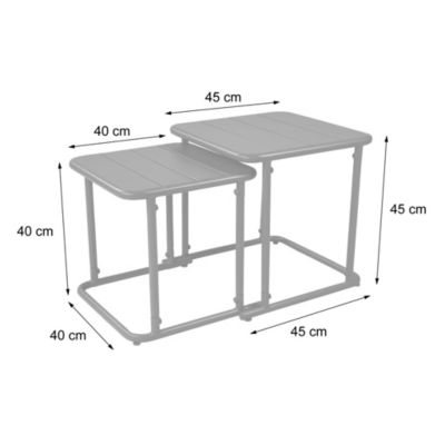 Table gigogne extérieure carrée en acier 45cm vert - Amélia