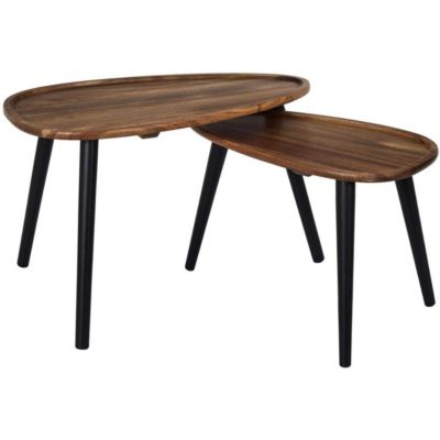 Table gigogne galet en acacia (Lot de 2)