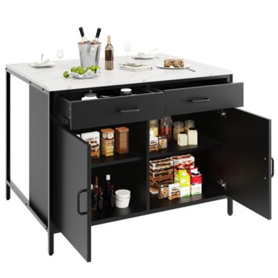 Table haute bar, plateau marbre, pieds réglables, design moderne, noir