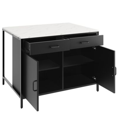 Table haute bar, plateau marbre, pieds réglables, design moderne, noir