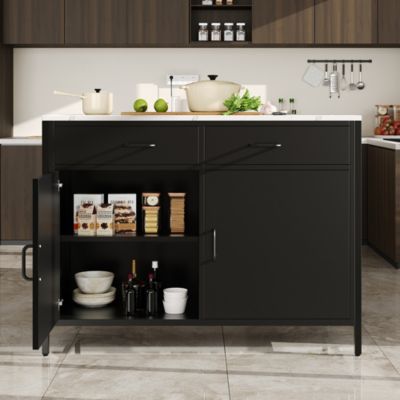 Table haute bar, plateau marbre, pieds réglables, design moderne, noir