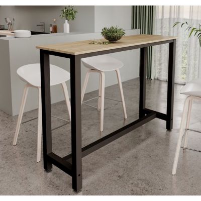 Table haute de bar moderne - Mélamine mate - Noir/Sonoma - 2 places - 140x100x40 cm