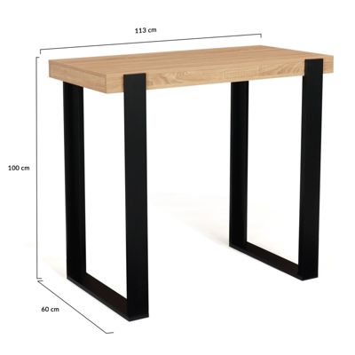 Table haute de bar PHOENIX bois et noir 113 cm