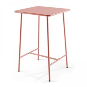 Table haute de jardin carrée en acier argile 70cm Palavas  Oviala