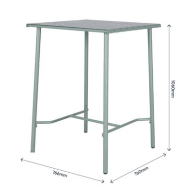 Table haute Lithari GoodHome acier mat vert laurier L.76.6 x l.76 x H.106cm