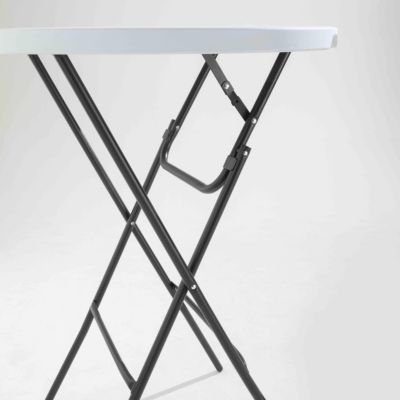 Table haute mange debout + housse rose  Oviala