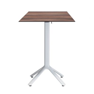 Table haute pliable Nemo blanche pour extérieur bois foncé 60x60 - Restootab