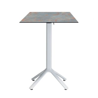 Table haute pliable Nemo blanche pour extérieur gris rouille 60x60 - Restootab