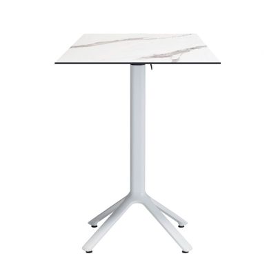 Table haute pliable Nemo blanche pour extérieur marbre blanc 60x60 - Restootab