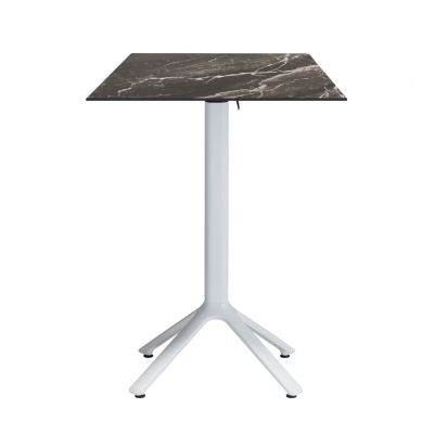Table haute pliable Nemo blanche pour extérieur marbre veiné 60x60 - Restootab