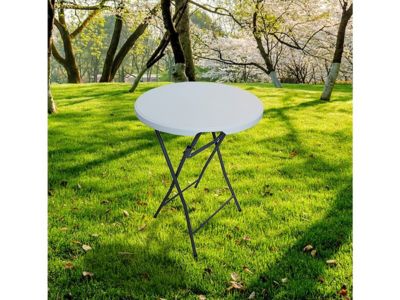 Table haute pliante en plastique Diametre 80 cm "Lili"  blanc