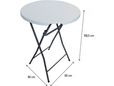 Table haute pliante en plastique Diametre 80 cm "Lili"  blanc