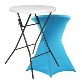 Table haute pliante et housse bleue  Oviala