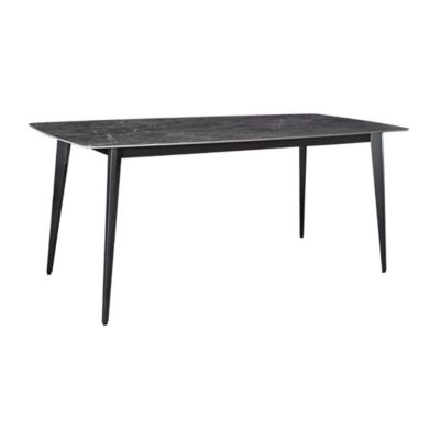 Table HEXA  Rectangulaire 160 cm  Plateau céramique effet marbre anthracite  Pieds métal  Style moderne