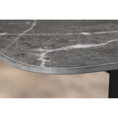 Table HEXA  Rectangulaire 160 cm  Plateau céramique effet marbre anthracite  Pieds métal  Style moderne