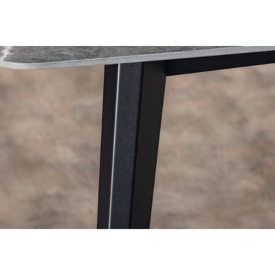 Table HEXA  Rectangulaire 160 cm  Plateau céramique effet marbre anthracite  Pieds métal  Style moderne
