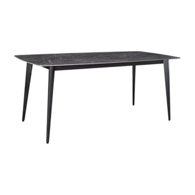 Table HEXA  Rectangulaire 180 cm  Plateau céramique effet marbre anthracite  Pieds métal  Style moderne