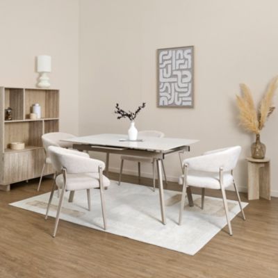 Table - HOME DECO FACTORY - Pietra - Extensible - Céramique - Beige