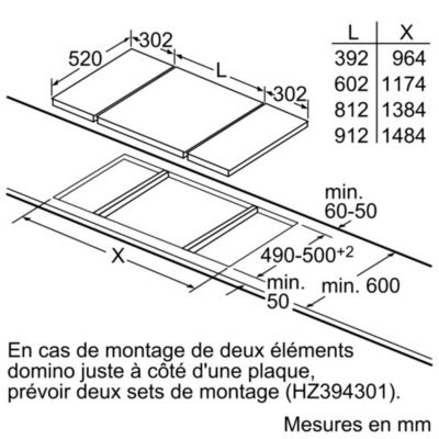Table induction domino 30cm 2 foyers Siemens EX375FXB1E iq700