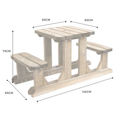 Table jardin en bois 2 places - marron