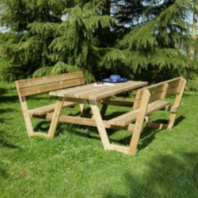 Table jardin en bois Versailles avec dossiers 6 places