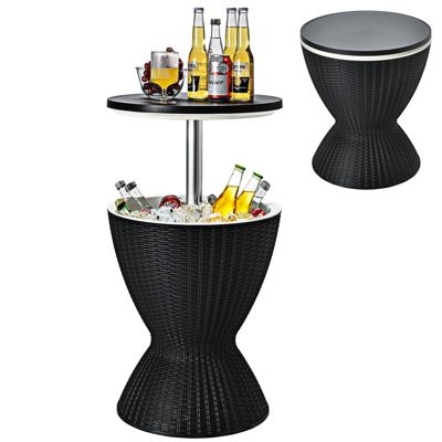 Table Jardin Glacière 30L 2 en 1 Plateau Relevable - Seau à Boissons ...