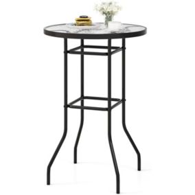 Table Jardin Ronde Charge 50 kg Table dAppoint Haute en Métal et Verre Trempée pour Salon de Bistrot