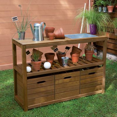 TABLE JARDINAGE BOIS 129X45X90