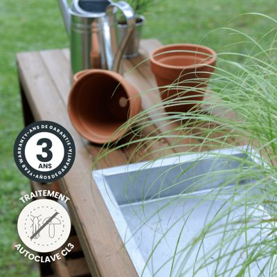 TABLE JARDINAGE BOIS 129X45X90