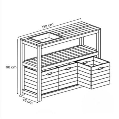 TABLE JARDINAGE BOIS 129X45X90