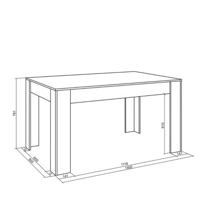 Table à manger, 140x90x76 cm, Pour 6 personnes, Meubles de Salon, Blanc et noir