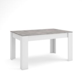 Table à manger, 140x90x76 cm, Pour 6 personnes, Meubles de Salon, Ciment et Blanc