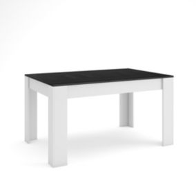 Table à manger, 140x90x76 cm, Pour 6 personnes, Meubles de Salon, Noir et Blanc