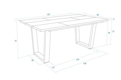 Table à manger 167x90x74cm pour 8 personnes couleur Noir