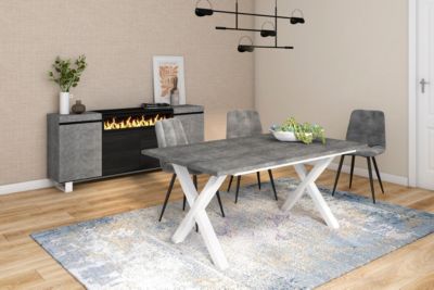 Table à manger 167x90x75cm couleur Pieds bois couleur gris ciment