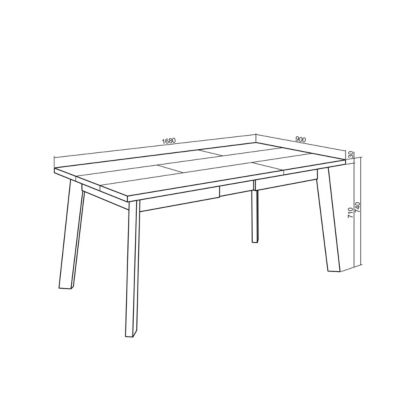 Table à manger, 170, pour 8 personnes, 167x90x75cm, Pieds en bois, couleur Chêne et noir