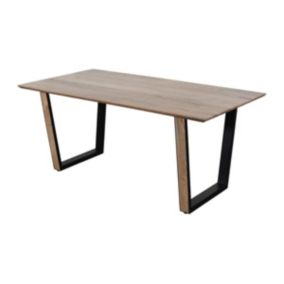 Table à manger 6 personnes en bois d'acacia et métal noir - Naturel - SELOA