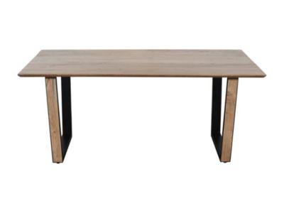 Table à manger 6 personnes en bois d'acacia et métal noir - Naturel - SELOA