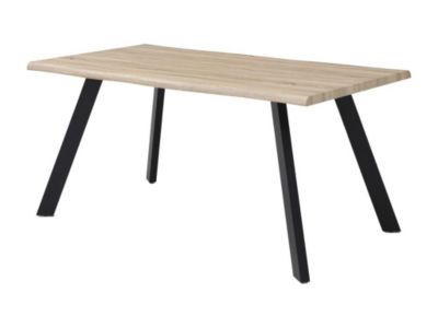 Table à manger 6 personnes en MDF et métal noir - Naturel - VEYA