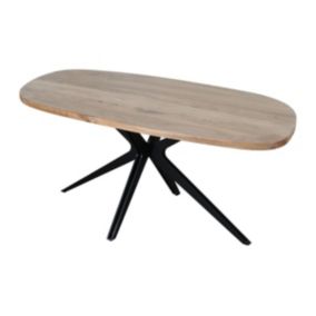 Table à manger 8 personnes en bois d'acacia et métal - Naturel et noir - LIVIANI