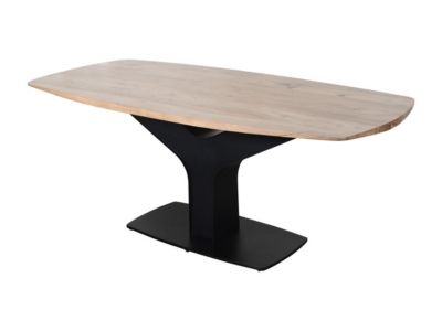 Table à manger 8 personnes en bois d'acacia et métal - Naturel et noir - MIRIONA