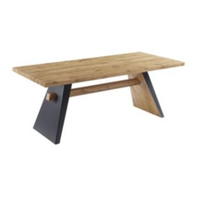 Table à manger 8 personnes en MDF - Naturel et anthracite - MILATU